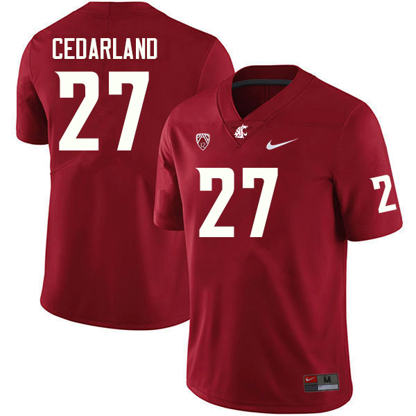 Men #27 Hudson Cedarland Washington State Cougars College Football Jerseys Sale-Crimson - Click Image to Close